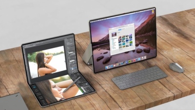 Concept MacBook lai iPad 20 inch có thể gập lại nhờ vào thiết kế bàn phím cảm ứng