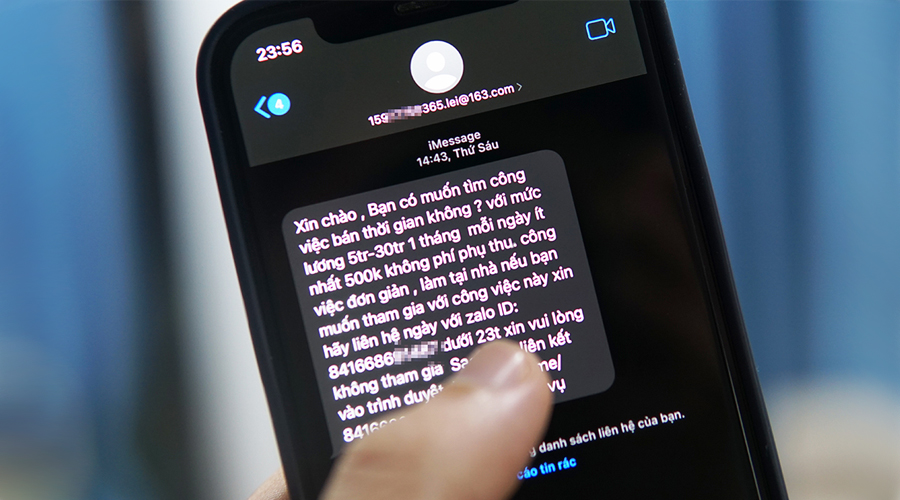 Thông tin lừa đảo tìm việc tràn lan trên iPhone dịp sau Tết, cách cài đặt nhanh iMessage ngăn chặn phiền toái