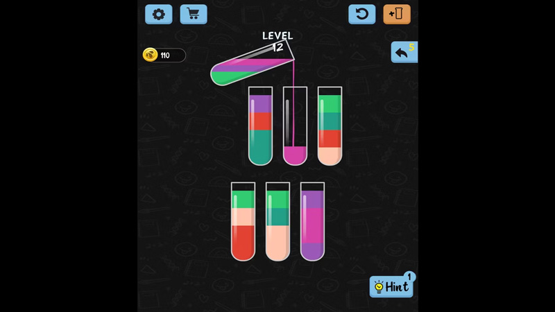 Một trò chơi giải đố đầy thách thức được xây dựng từ một tiền đề đơn giản, Phân loại màu nước sẽ hoàn toàn phù hợp với các màu trong ống, vì vậy tất cả các màu được sắp xếp vào các ống riêng biệt.