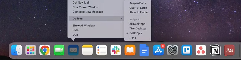 Ẩn ứng dụng thư khỏi Mac Dock
