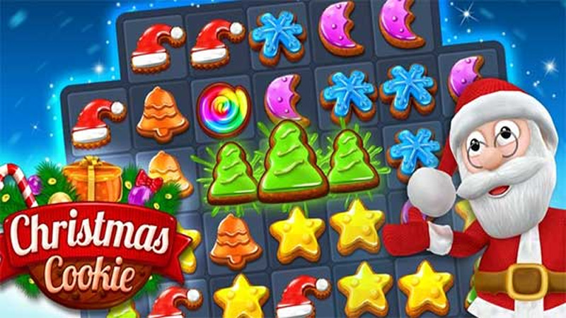 Trong game Christmas Cookie, bạn nên vuốt và chạm để sắp xếp các cookie sao cho khớp hoặc kết hợp với nhau.