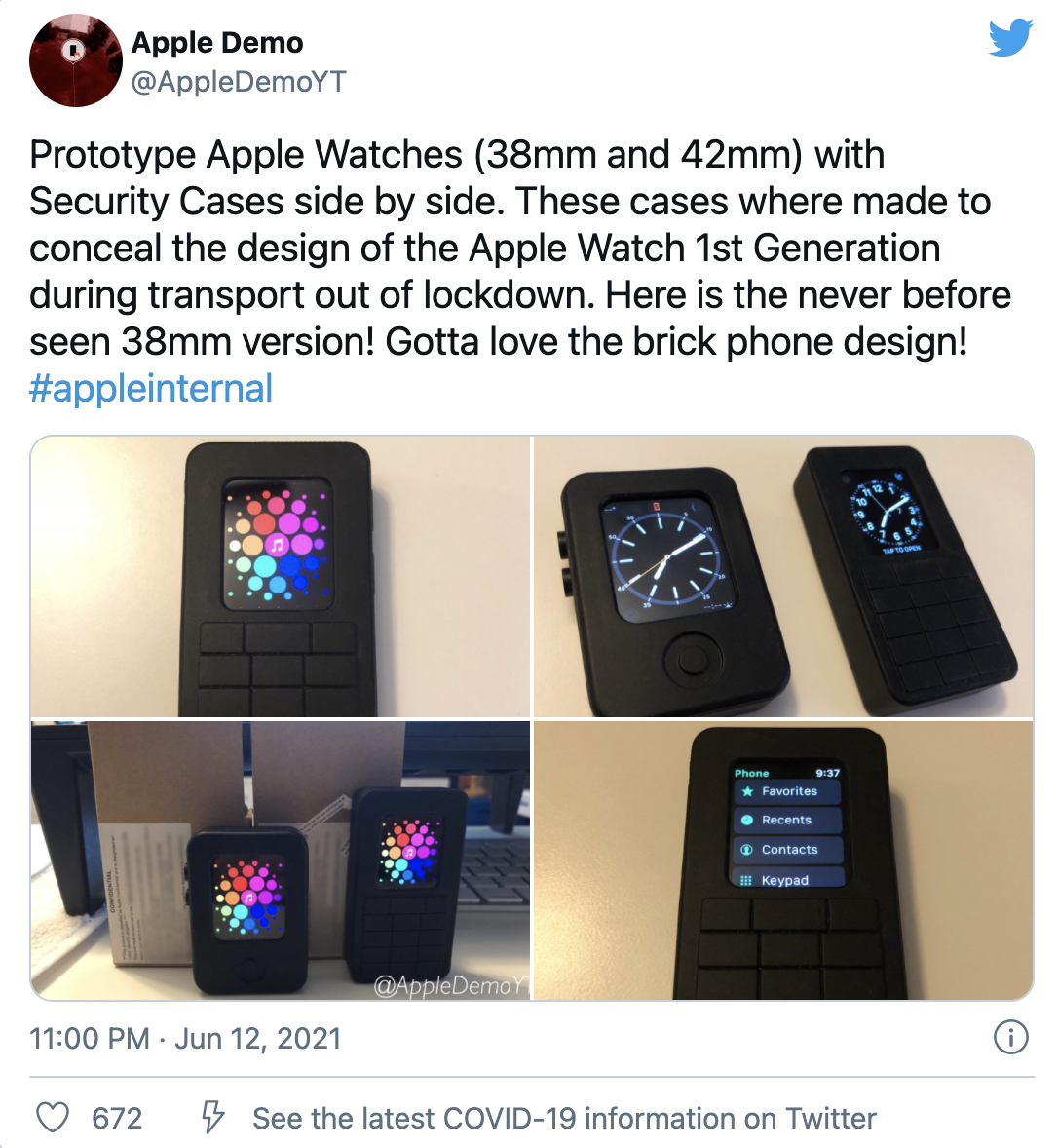Apple Demo chia sẻ hình ảnh nguyên mẫu của Apple Watch thế hệ đầu tiên