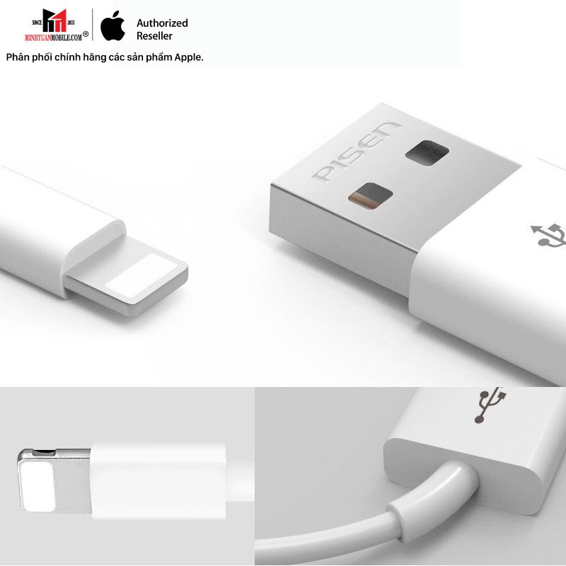 Cáp USB-A to Lightning Pisen Fast 0.9m AL05