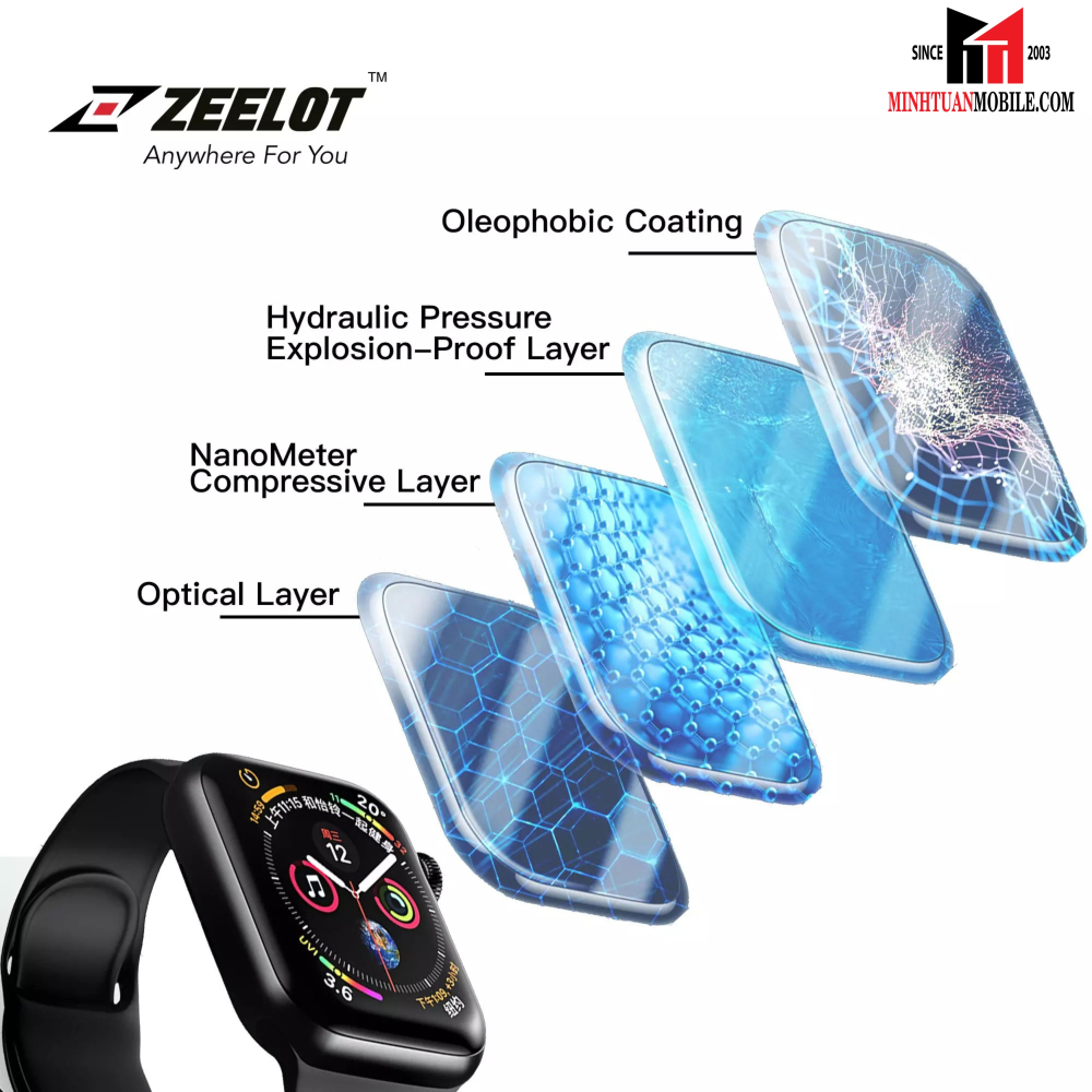 Cường lực Apple Watch Zeelot Clear