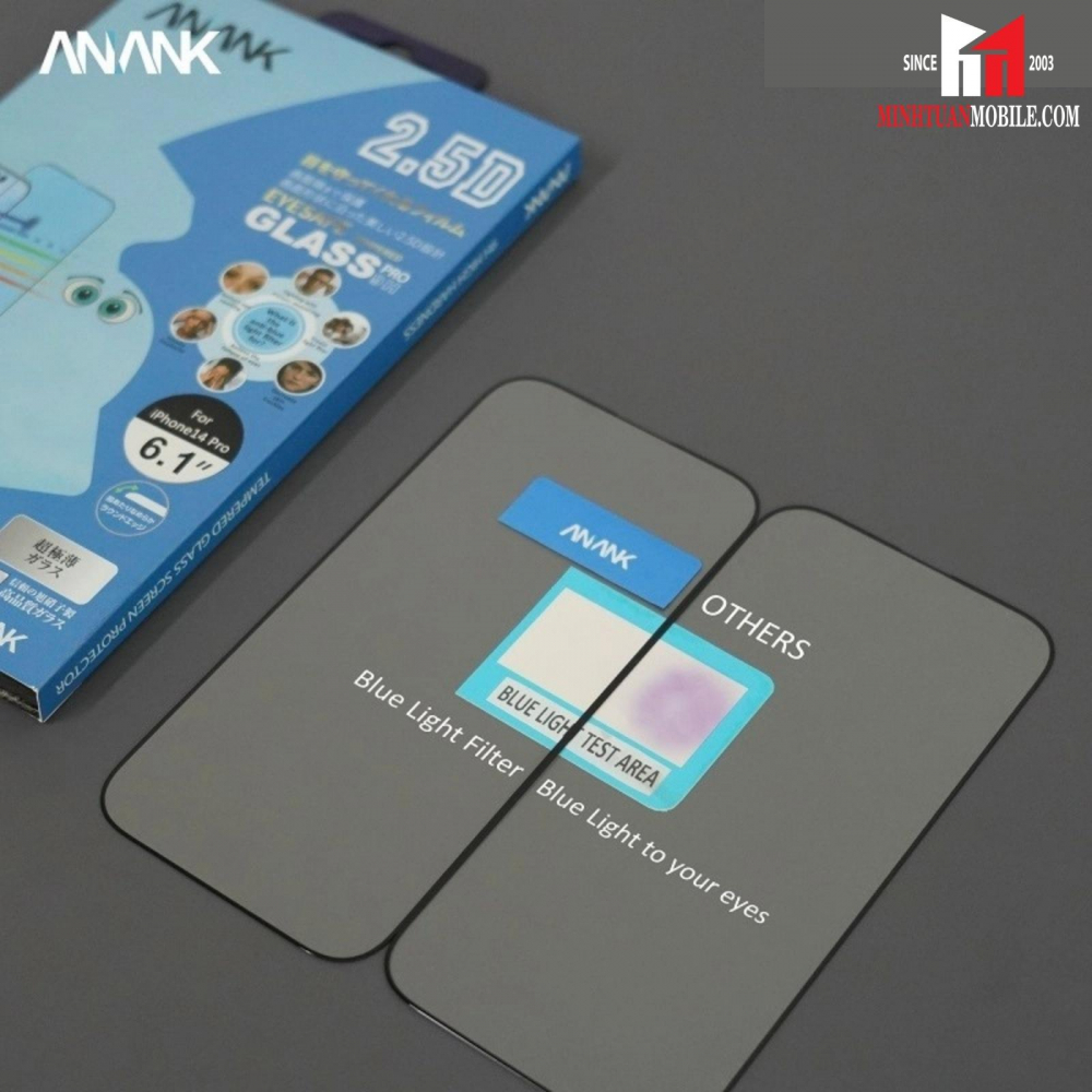 Cường lực chống ánh sáng xanh iPhone 14 Pro Max ANANK (viền đen)