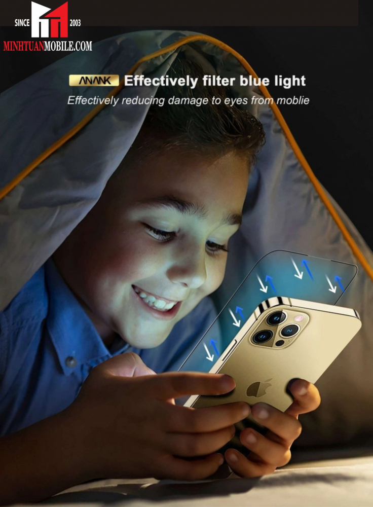 Cường lực chống ánh sáng xanh iPhone 14 Pro Max ANANK (viền đen)