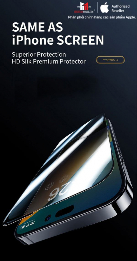Cường lực chống nhìn trộm iPhone 13 Pro Max/14 Plus Mipow Kingbull Premium Silk HD (2.7D) BJ414