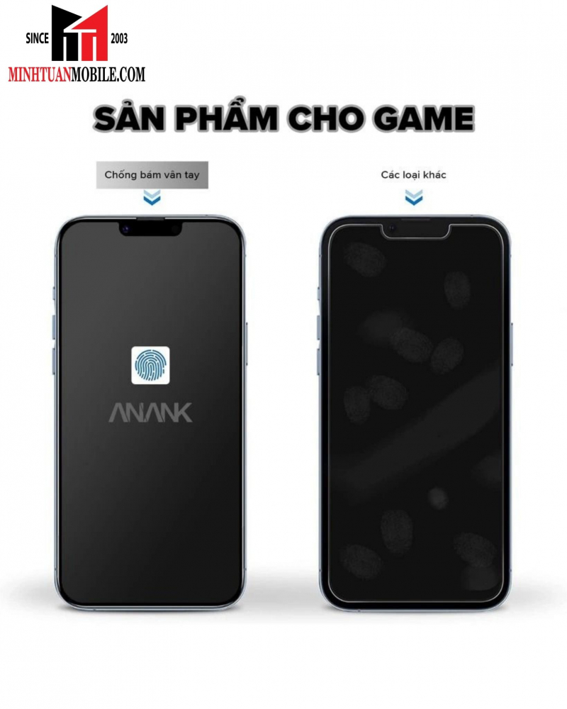 Cường lực chống vân tay iPhone 14 Pro Max ANANK (viền đen)