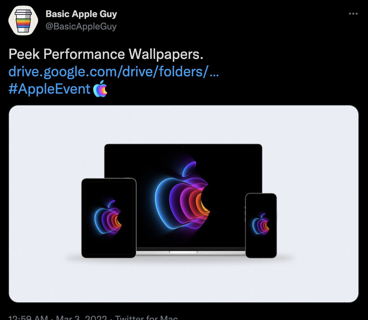Hình nền sự kiện Peek Performance của Apple