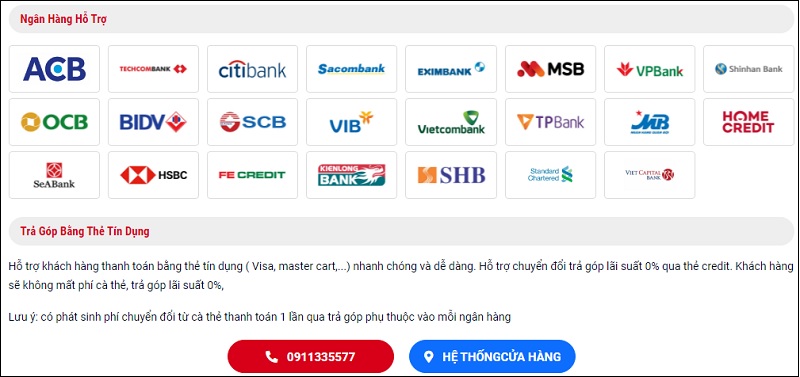 Chọn loại thẻ tín dụng mà bạn muốn Thanh toán trả góp tại Minh Tuấn Mobile