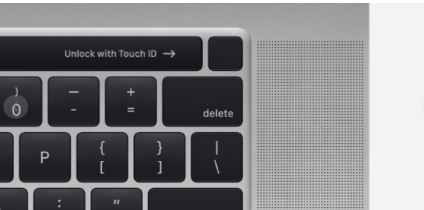 MacBook Pro 16″ 2020 i7 512GB cho phép thanh toán online và mở khoá bằng Touch ID