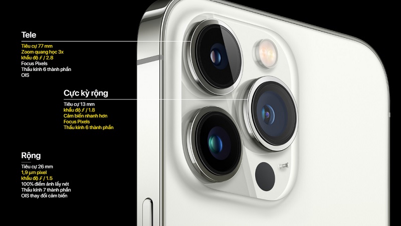 Iphone 13 pro 512gb-Nâng cấp hệ thống cụm 3 camera phía sau cùng nhiều công nghệ tiên tiến
