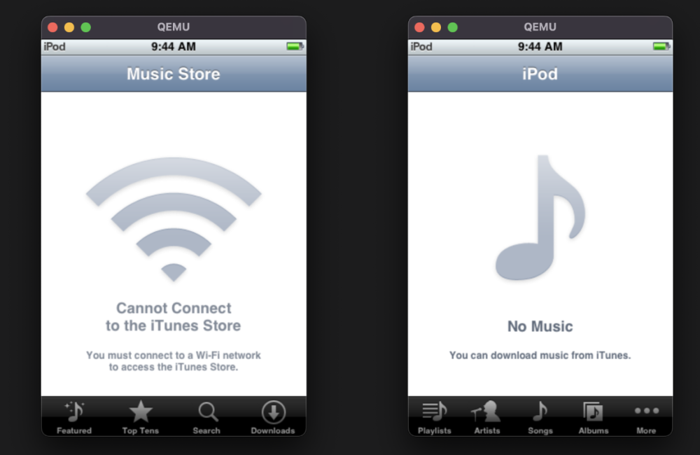 iOS 1 được mô phỏng lại trên QEMU