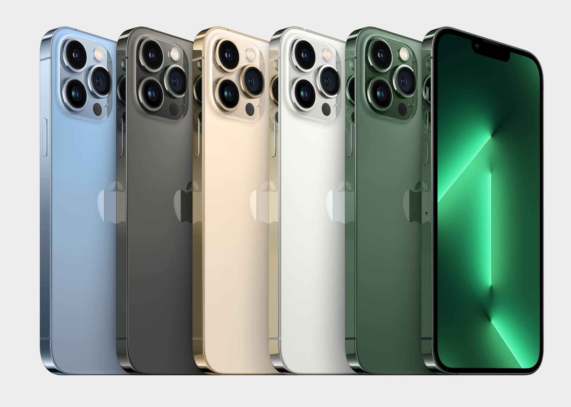 Trong khi, với dòng iPhone 13 Pro và iPhone 13 Pro Max sở hữu 5 gam màu trung tính, nhã nhặn hơn là màu bạc, màu xám, xanh Sierra, hồng và cũng có 1 màu xanh lá cây nhạt ra mắt tại sự kiện Peek Performance 2022.