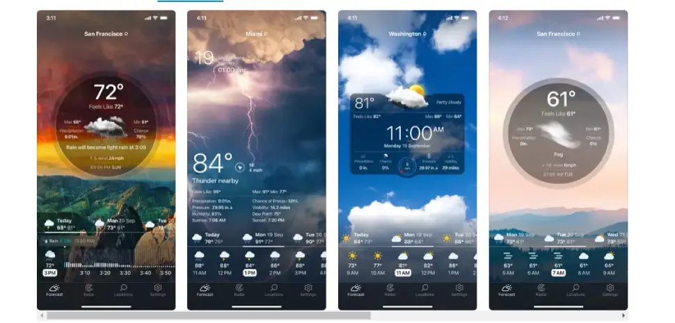 1. THỜI TIẾT ĐỘNG: App dự báo thời tiết giao diện đẹp nhất