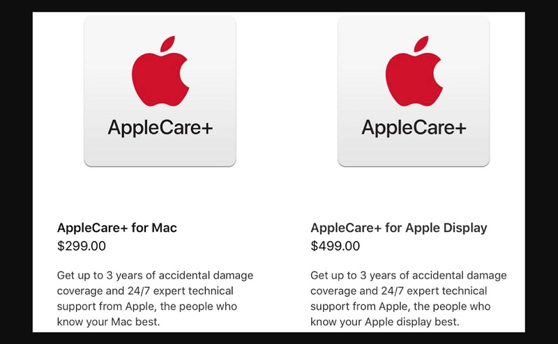 Giá dịch vụ AppleCare+ tùy theo sản phẩm bảo hành 