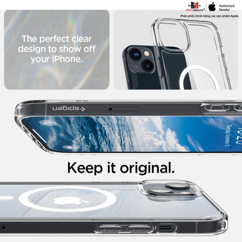 Ốp lưng MagSafe iPhone 14 Plus Spigen Crystal Hybrid MagFit White