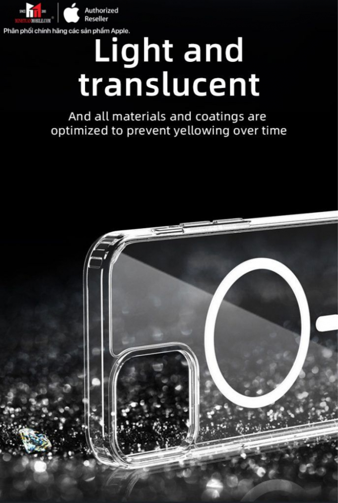 Ốp lưng Magsafe iPhone 14 Pro Max Mipow Tempered Glass Transparent MGC14