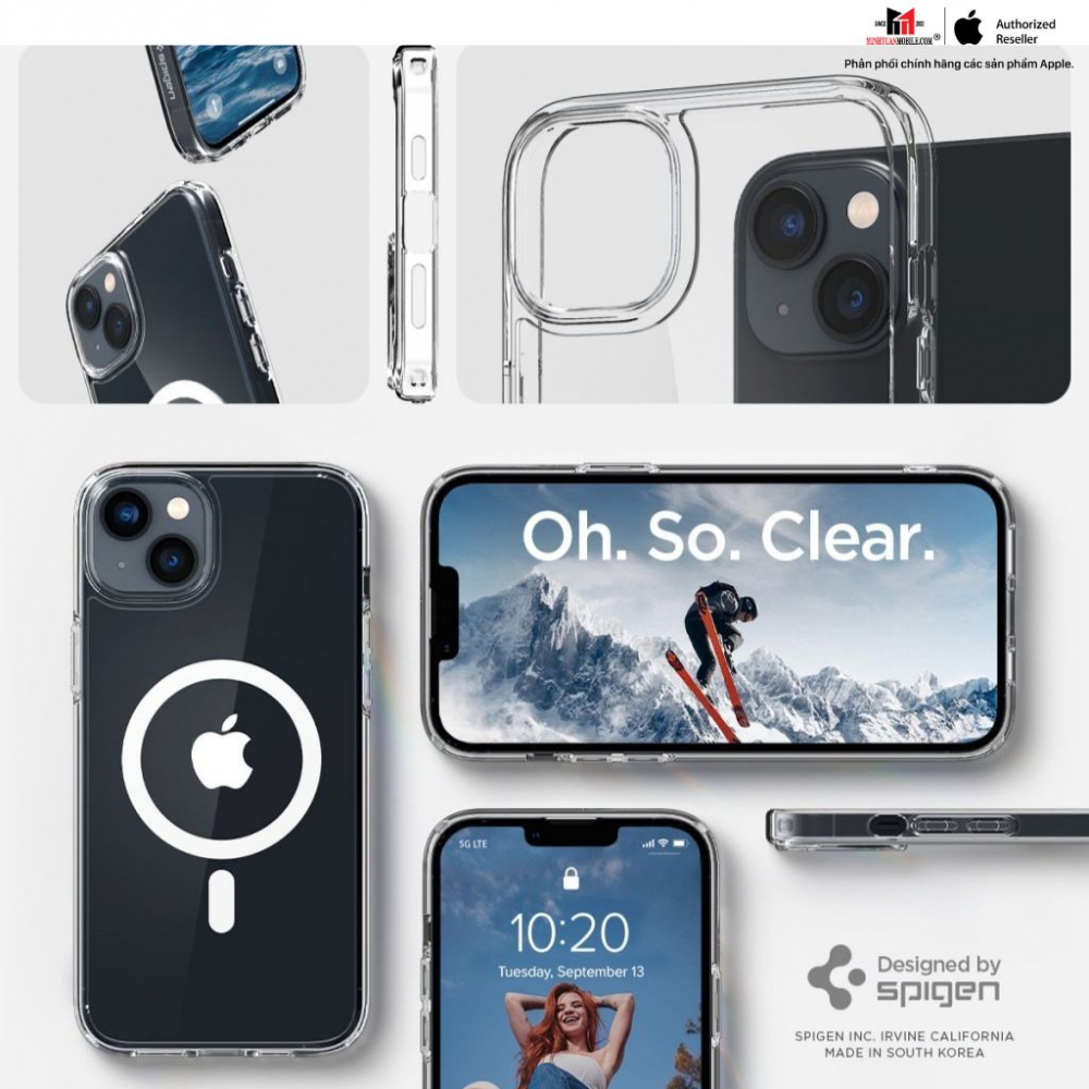Ốp lưng MagSafe iPhone 14 Pro Max Spigen Crystal Hybrid MagFit White