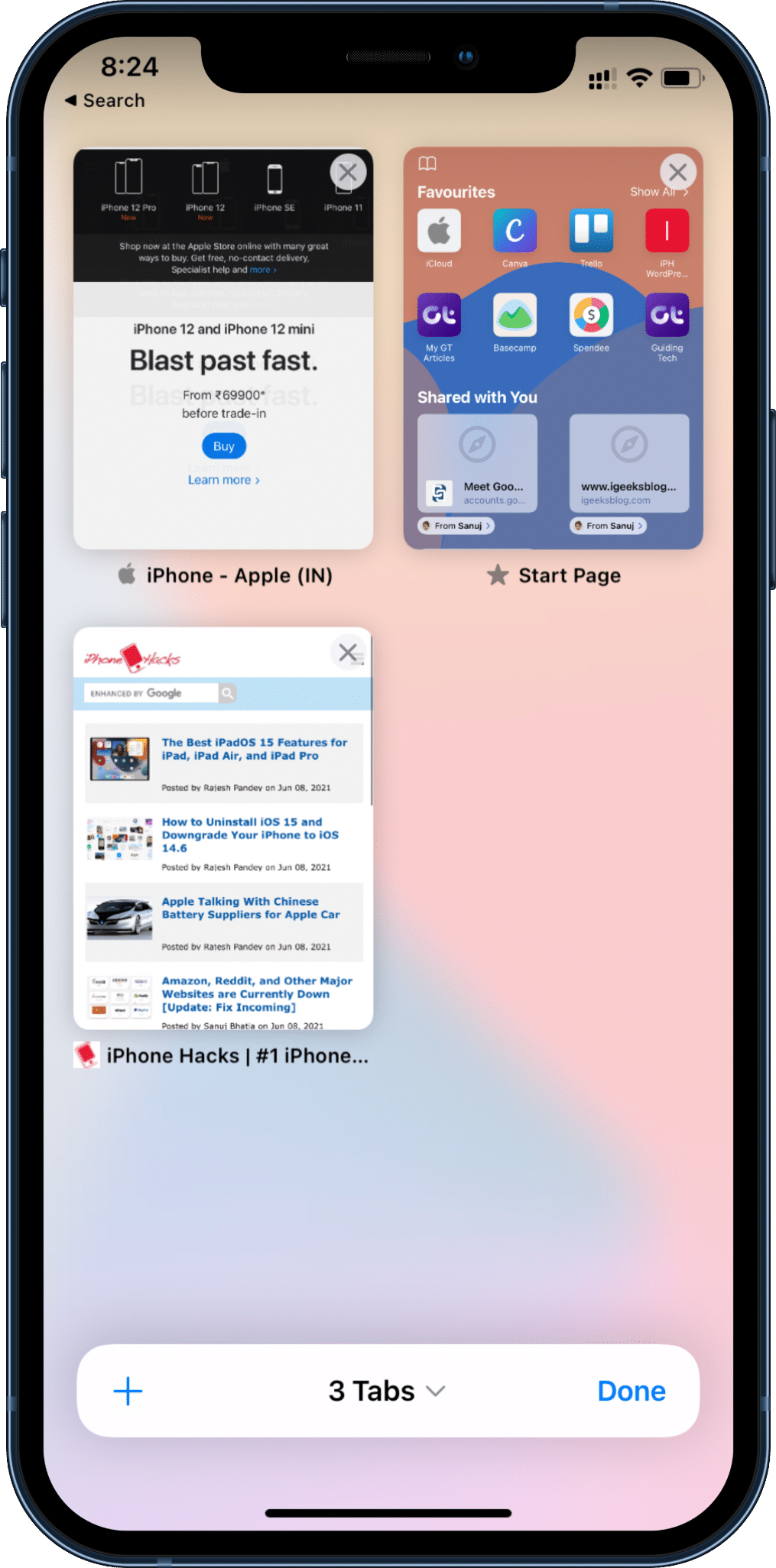 Safari có thiết kế mới trên iOS 15