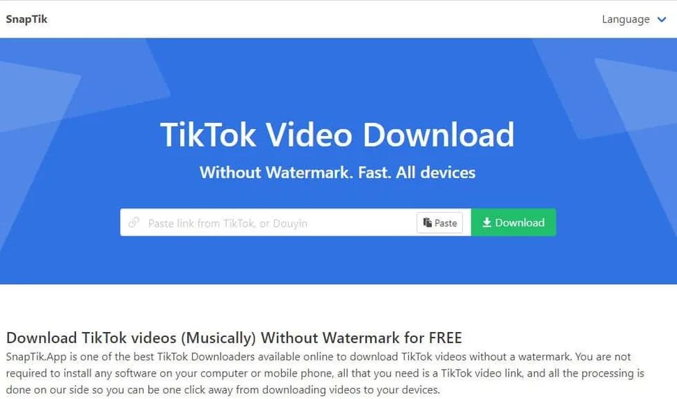 SnapTik - Ứng dụng tải video Tiktok