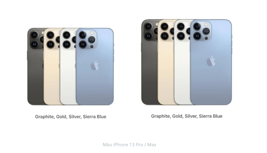 Màu sắc iPhone 13 Pro vs iPhone 13 Pro Max