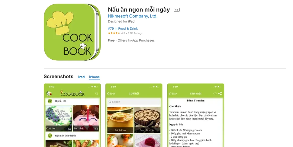 app nấu ăn ngày Tết trên iPhone