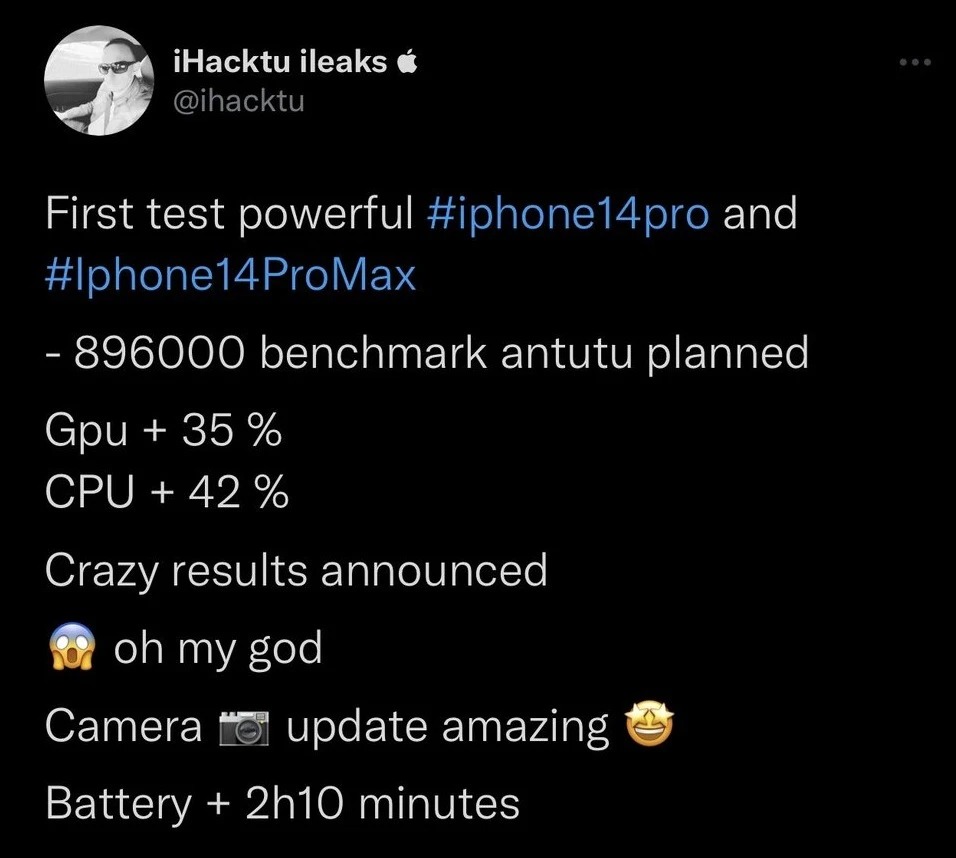 Tiết lộ thời lượng pin đáng kinh ngạc và các thông số kỹ thuật khác trên iPhone 14 Pro và Pro Max