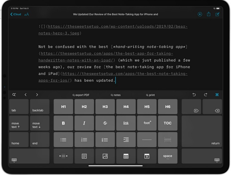 Phần mềm iA Writer cho iPad 