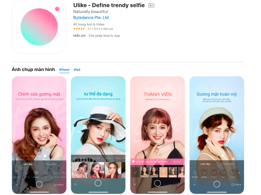 Ứng dụng Ulike chụp và chỉnh sửa ảnh cho chị em tha hồ sống ảo trên iPhone, iPad