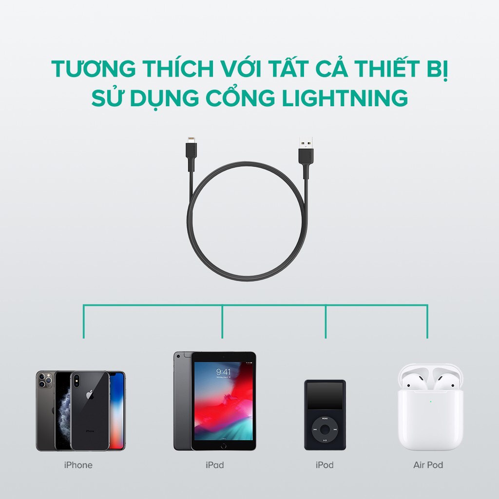 Cáp USB-A to Lightning Aukey 0.9m MFi CB-BAL7