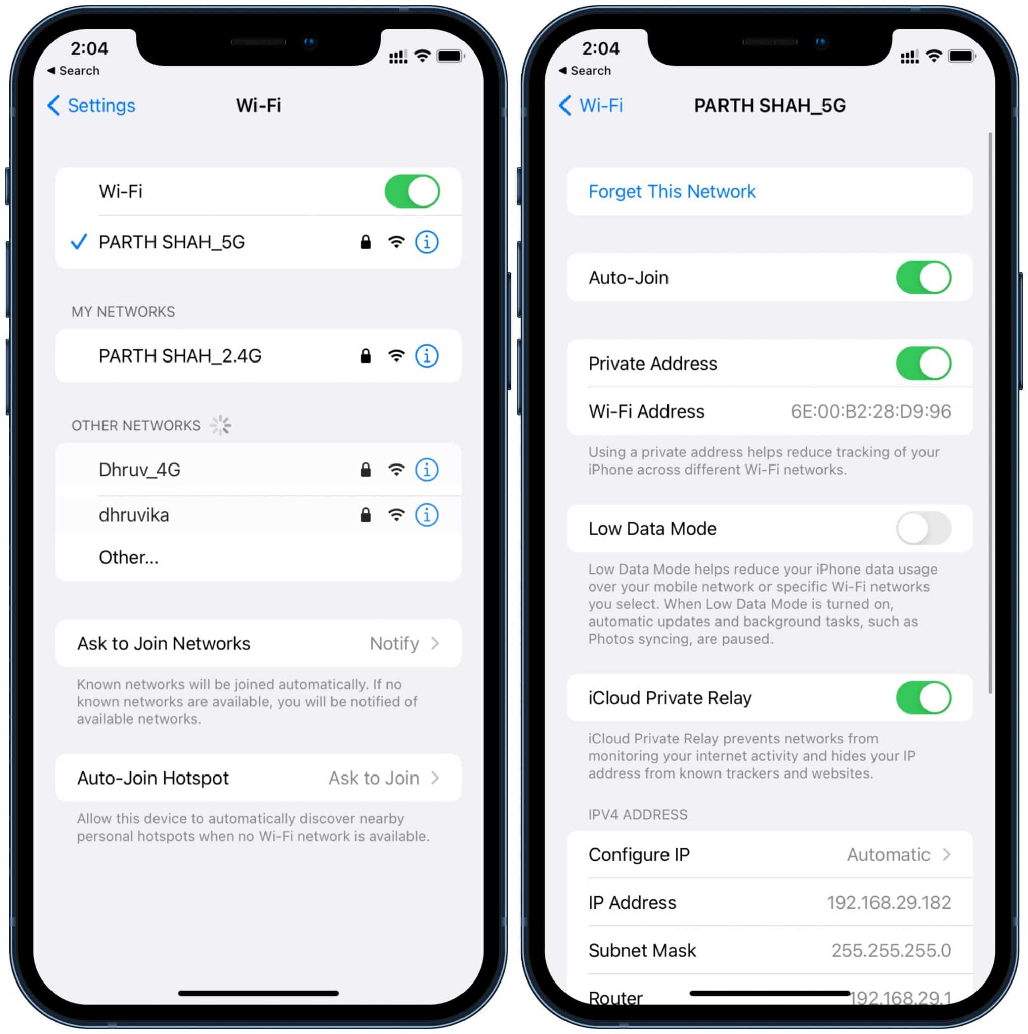 Tắt iCloud Private Relay cho Wi-Fi
