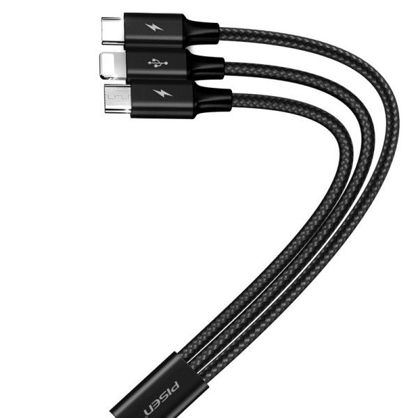 LSAP131200RED - Cáp sạc Pisen 3 in 1 USB-A to (Lightning Type-C Micro) - 2