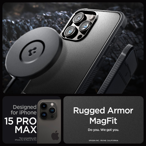 ACS06703 - Ốp lưng Magsafe iPhone 15 Pro Spigen Rugged Armor Matte - 10