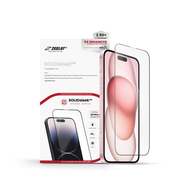 Cường lực iPhone 15 Zeelot Solidsleek Retina Clear