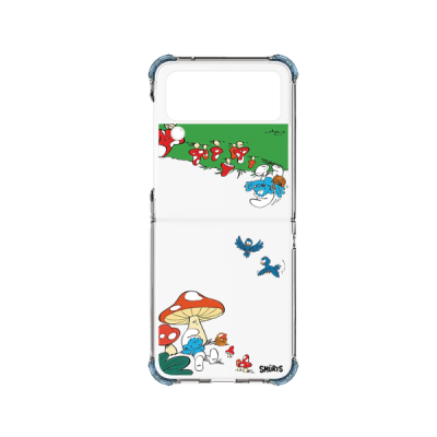 Ốp lưng Samsung Galaxy Z Flip4 Clear in hình Smurfs trắng
